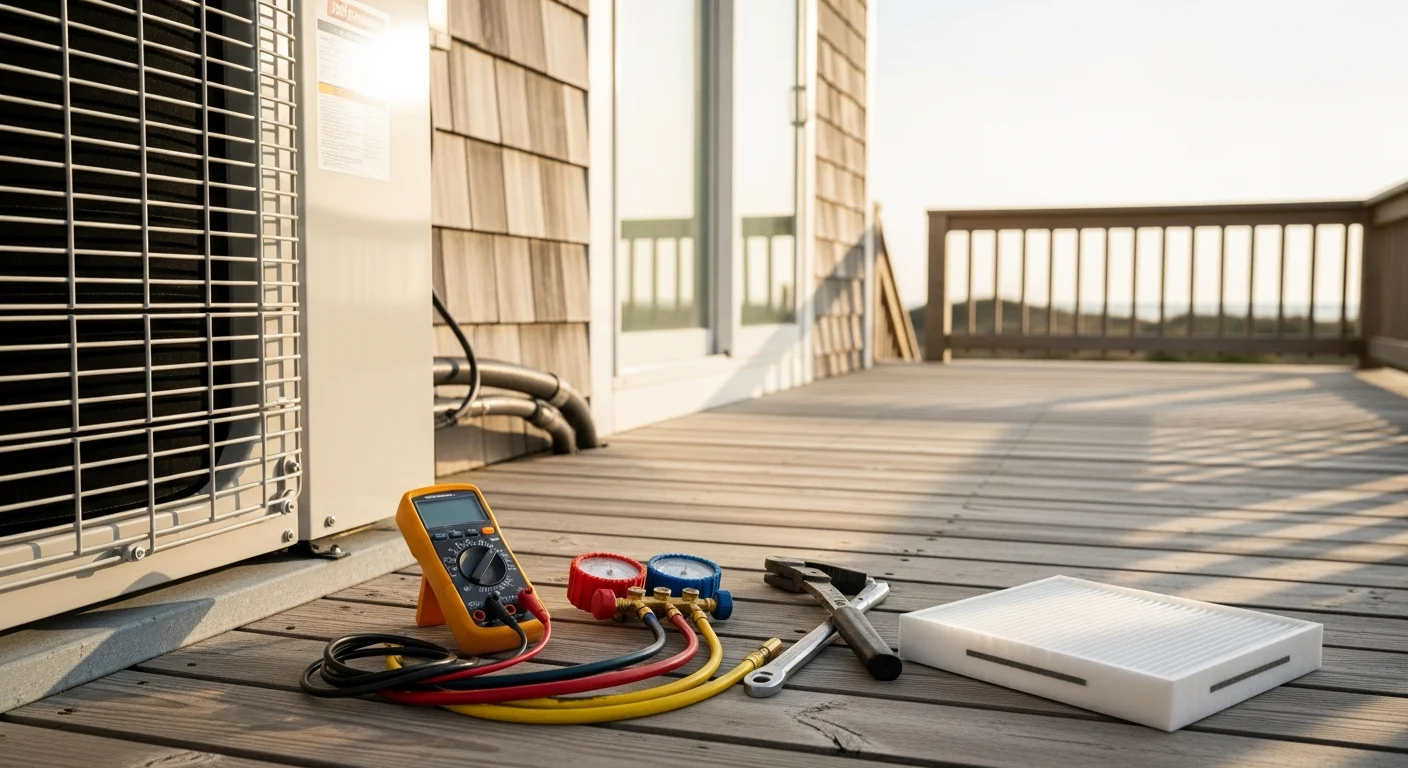 HVAC technician performing system maintenance