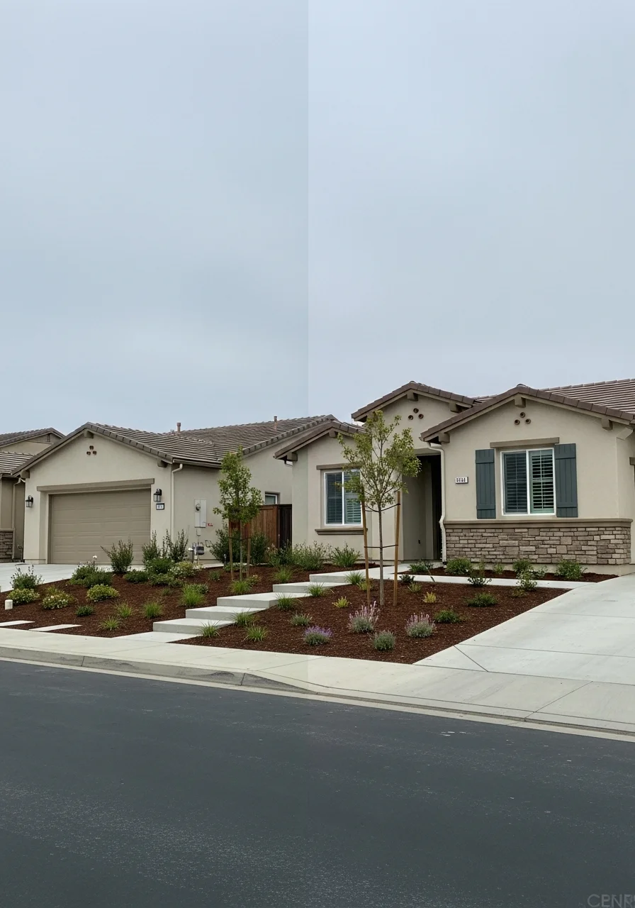 Vista neighborhood home showing a well-maintained yard with proper drainage and grading.